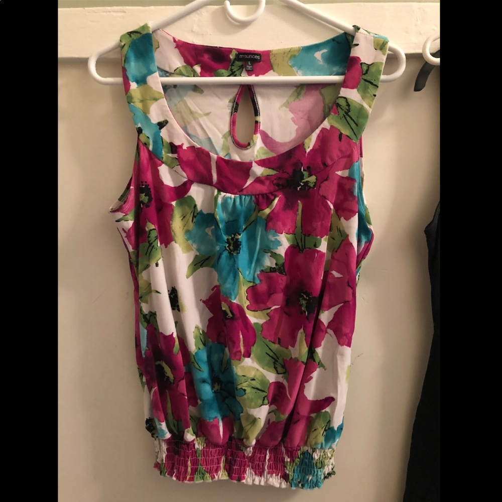 Maurices Watercolor Floral Banded Tank Top Large